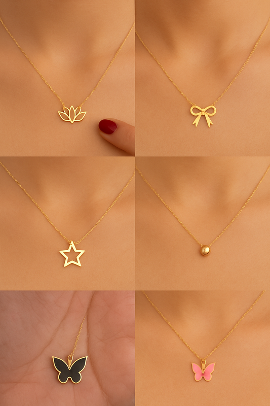 Shimmering beautiful pack of 5 necklace and chain for girls and women