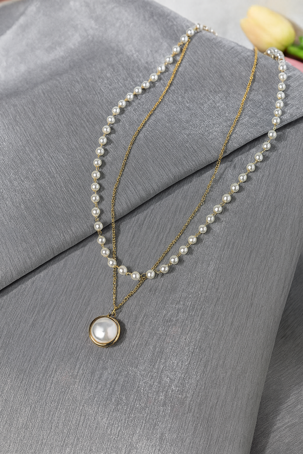 Charming Gold Plated Pearl Double Layered Necklace for Women and Girls