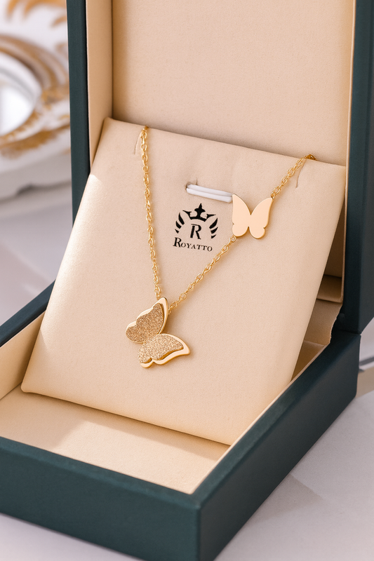 Butterfly Rose Gold Pendant Necklace for Women & Girls | Premium Stainless Steel | Trendy Korean Chain